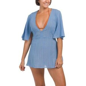 VIX Paula Hermanny womens Short Mini Cover Up size Small Blue Malia Caftan $148